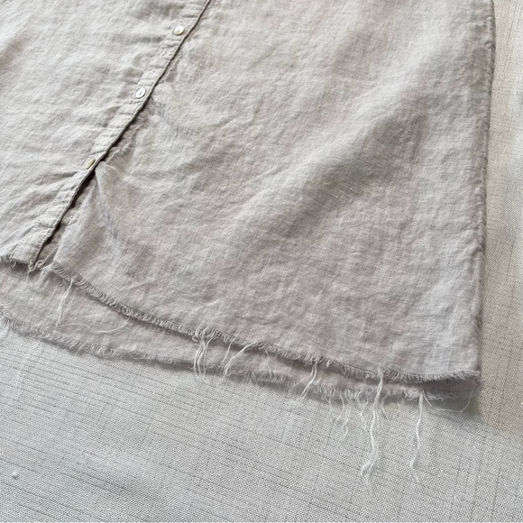 H By Halston 100% Linen Sleeveless Button Front  Shirt Dress Raw Hem Size M - Picture 7 of 9